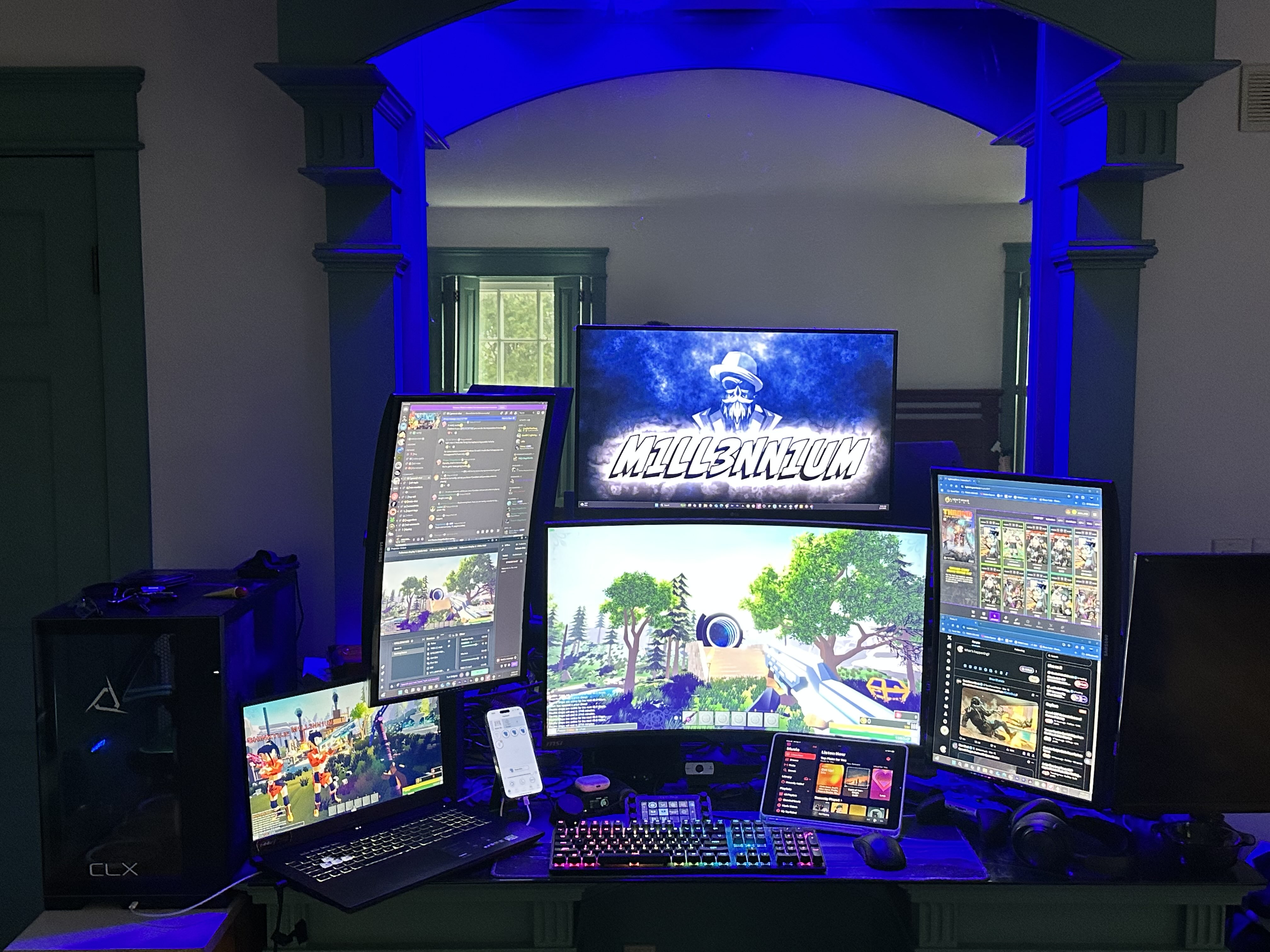M1LL3NN1UM studio battlestation — multi-monitor editing rig